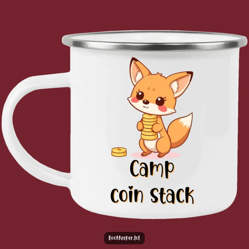 Funny Fox Coin Balance Camping Mug: Playful Adventure, Perfect Funny Gift