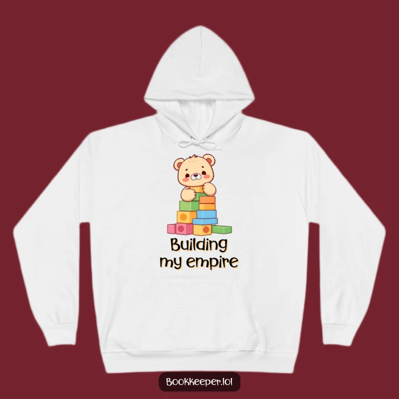 Cozy Funny Bear Cub Block Tower Hoodie: Warm & Whimsical, Perfect Funny Gift