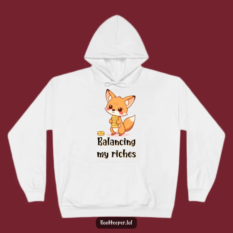 Cozy Funny Fox Coin Balance Hoodie: Warm & Witty, Perfect Funny Gift