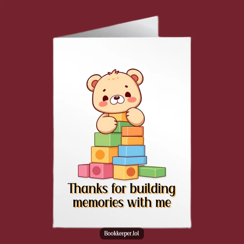 Free Printable Bear Thank You Card: Funny Block Stacking Downloadable Thank You Greeting